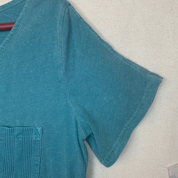 Soft Surroundings womens small blue casual texture short sleeve shirt basic - Picture 6 of 10